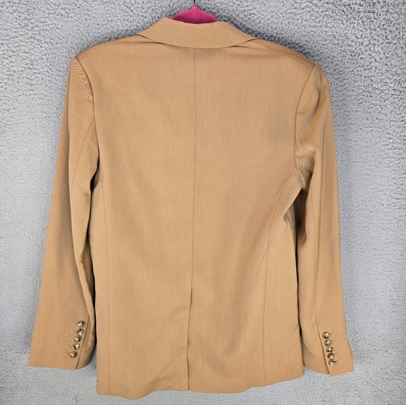 A.L.C. Women Maverick Coat Jacket Blazer Sz 8 Tan-Orange Long Line Lace Up Cinch - Picture 11 of 16